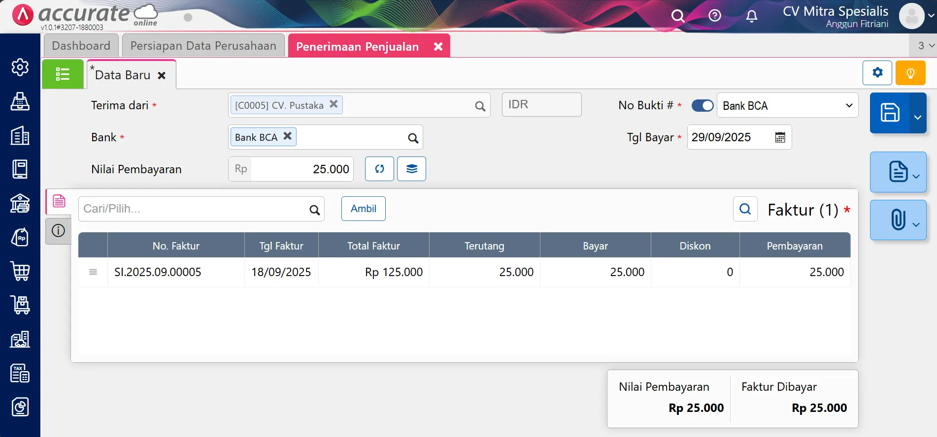 fitur penerimaan penjualan Accurate Online